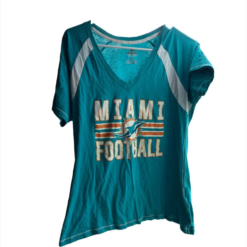 Majestic Ladies Large Miami Dolphins V Neck Tee Large